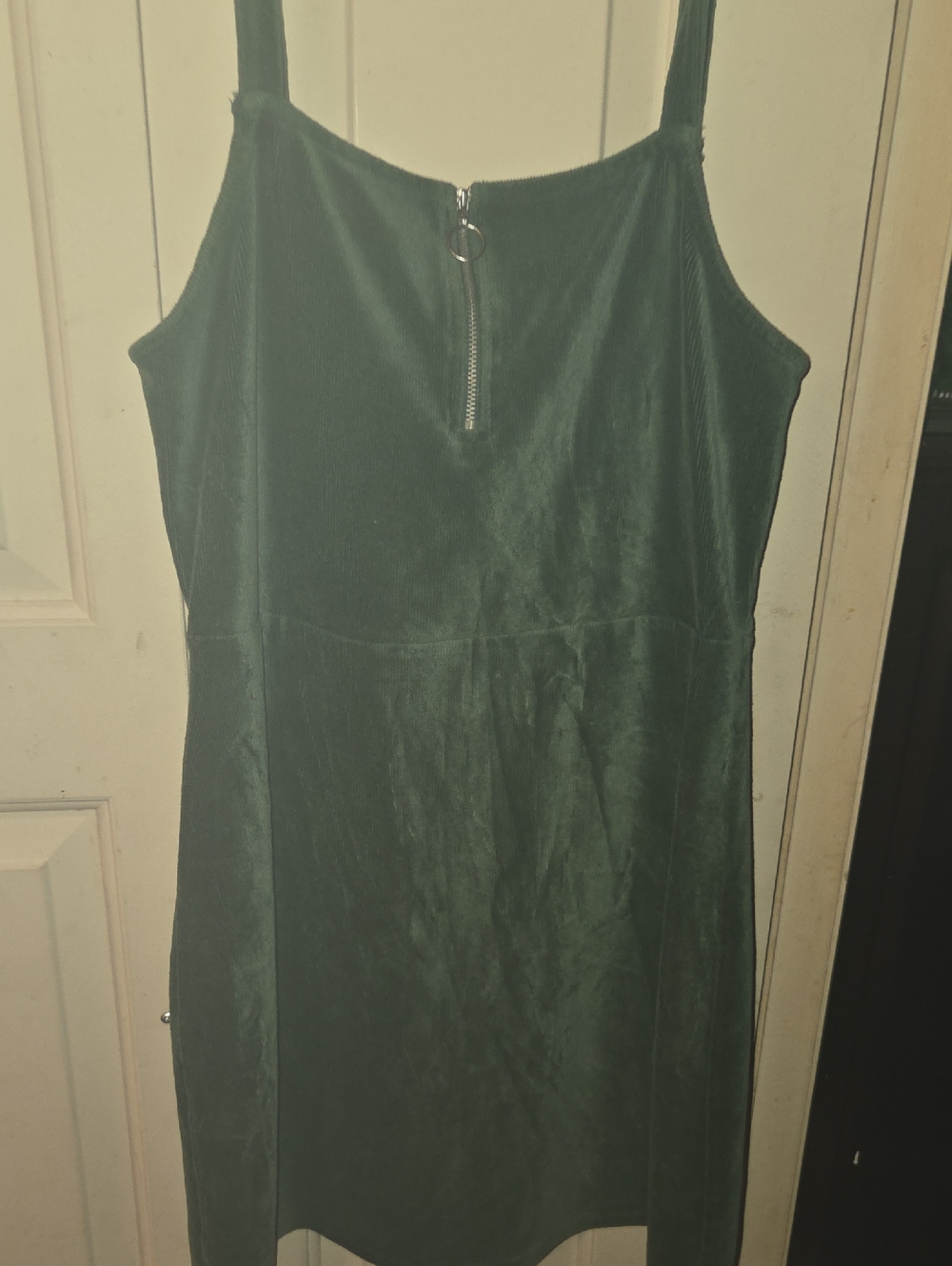 Arizona Jean Company Dark Green Velvet Mini Dress with Front Ring Zip